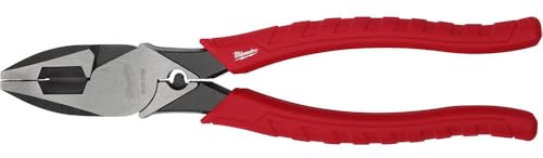 Milwaukee 48-22-6100 9 Inch Leverage Lineman Pliers w/ Crimper and Pipe Reaming Head Design , Red