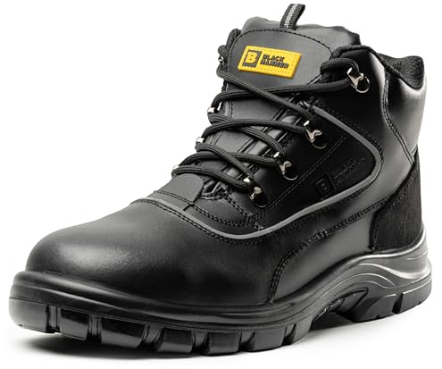 Black Hammer Men's 7752 Leather Safety Boots | S3 SRC Water-Resistant | Premium genuine leather safety shoes with robust steel toe protection, an oil-resistant SRC sole, and S3 water resistance