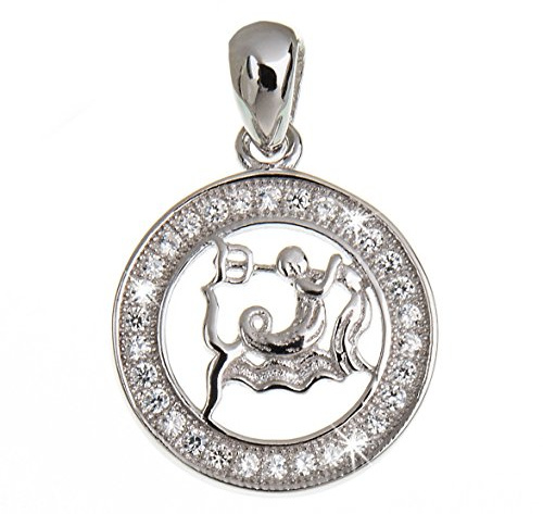 Silberketten-Store Colgante de signo zodiacal Acuario de plata 925 con circonita cúbica, Plata esterlina, óxido de circonio