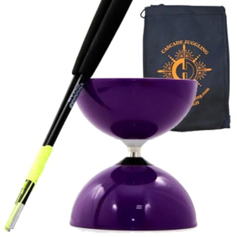 Juggle Dream and Cascade Jonglieren Purple Big Top - Jumbo Bearing Diabolos Set, Black Superglass Diablo Sticks, Diabolo String & Bag (Purple)