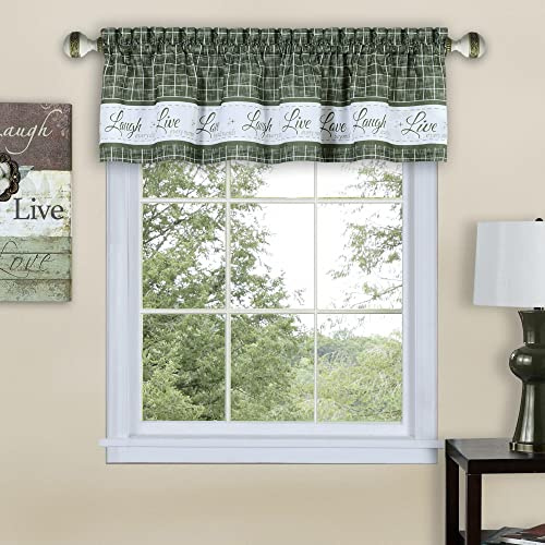 Achim Home Decor - Tende per finestre con mantovana Morbida, Larghezza 147 cm, Lunghezza 35,5 cm, Colore Verde, Senza Pieghe, in Poliestere, filtraggio della Luce, per Camera da Letto, Soggiorno e