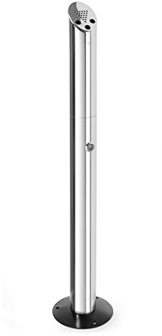 HENDI 440223 Standaschenbecher Säulenmodell, robustes Design, befestigung am Boden und freistehend, Obere Teile mit einem Schlüssel zu öffnen, Standfuss ø170, Säule ø80x(H)920mm, Edelstahl 18/8