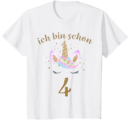 ich Bin Schon 4 Geburtstagsshirt Einhorn 4 Jahre Mädchen T-Shirt