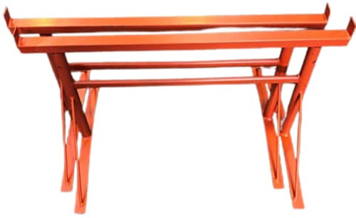 HILL TOP FABRICATIONS LTD - 2 x BUILDERS TRESTLES SIZE NO.1, ADJUST FROM 500mm - 780mm (Trestle Band Stands) SWL 400kg Made In The UK - Powder Coated Orange For Hard-Wearing Finish. Ideal For Builders