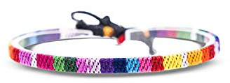 Made by Nami Bracelet de Cheville Fierté Hommes, Femmes & Queers - Bracelet LGBT CSD Festival Style Ethno Boho - Bijoux Surfeurs Artisanal - Bracelet Tissu Arc-en-Ciel - Bijoux pour Hommes et Femmes