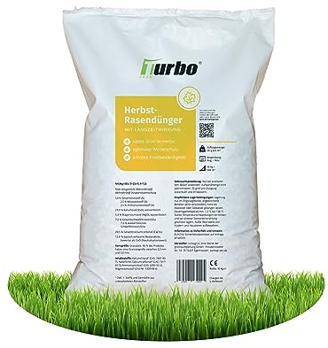 Herbstrasendünger 10kg mit Kalium, macht den Rasen Winterfest, gesunder Rasen verdrängt Moos, Ideal für Herbst, geeignet für Streuwagen, Staubarmes Granulat, Herbstdünger Rasen, Rasendünger, Turbogrün