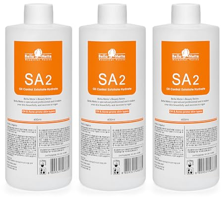 Elitzia AS1 SA2 AO3 Aqua Peeling Solution Hautpflege Aquapeel Serum für Gesichts-Dermabrasionsmaschine, Reinigung und Feuchtigkeitsspendung, 400 ml, Set mit 3 Flaschen SA2