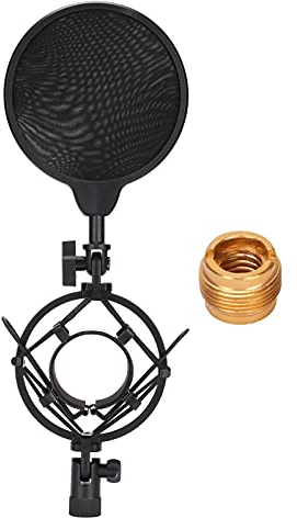 ciciglow Mikrofonständer, Schwarz, Kompakt, Anti-Vibrations-Design, mit Pop-Filter, Windschutz und Shockmount, für Aufnahmestudios, Bühnen, Chatrooms