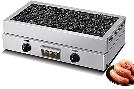 MNSRRN Máquina de Perros Calientes de Piedra volcánica pequeña, Calentador de Perros Calientes con cálculo de Calor de Piedra pequeña encimera rápida, máquina Comercial de Barbacoa doméstica,Gas