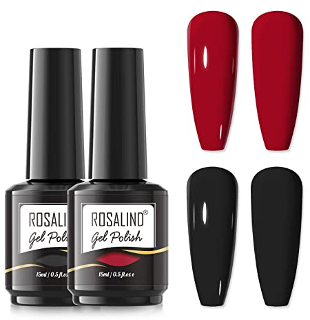 ROSALIND Schwarz Rot Farbe UV Nagellack, Gellack UV 15ml Gel Nagellack, Nail Art Gelnagelset, Red Black Color Gel Nail Polish 2pcs