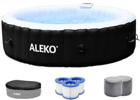 ALEKO - Spa inflable para tina de hidromasaje | Burbuja personal de alta potencia | 265 galones | Blanco y negro | HTIR6BKW