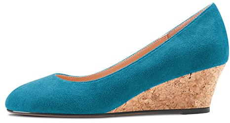 Saekcted Femmes Bloc Chunky Compensé Talon Heel Fermé Carré Bout Slip-on Escarpins Classique Cute Dress Party 5 CM Heels Chaussures Vert 43 EU