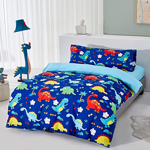 Juego de Funda Nórdica Infantil para Cama 105 cm de 3 Piezas - Funda Nórdica 160x220cm con 1 Fundas de Almohada y Bajera Ajustable,Patrón Unicornio de Poliéster Muy Suave y Transpirable