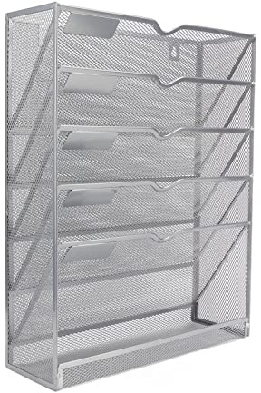 Alvinlite Metall Zeitschriftensammler Wand, Grau Zeitungsständer, 6 Fächer Zeitschriftenhalter Dokumentenablage Zeitungshalter Briefständer Wand, 40,5 x 32 x 10,2 cm for Office Home
