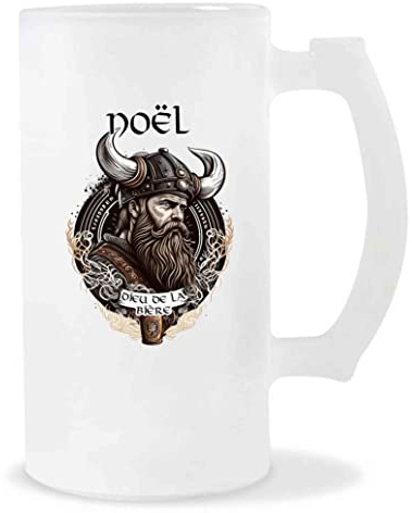Planetee Chope de Bière Noël Design Viking | Verre à bière pinte Cadeau Apéro Humour alcool pour amateur de bière