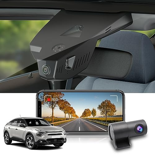 Fitcamx Dashcam Auto Vorne Hinten Kompatibel mit Citroen C4 and e-C4 MK III Generation 2021-2023(HD2-6480), OEM Dashcam 4K UHD 2160P+1080P WiFi, G-Sensor, Loop-Aufnahm, WDR Dash Cam, 128GB Karte