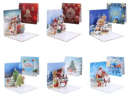 Demiawaking 6Pcs DIY Diamond Painting Weihnachten Grußkarte, Diamant Malerei 3D dreidimensionale Karten Geburtstag Karte Weihnachtskarte Geschenkkarte mit Umschlag, Weihnachtsdeko Geschenk (A)