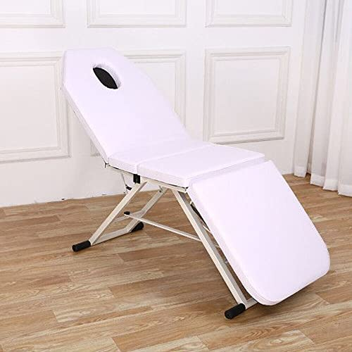 YyanLAK Kosmetikliege Massageliege Klappbar, 71'' 3 Zonen Klappbar Massage Stuhl Bett, PVC Salon Kosmetikliege Weiß, Schönheitsbett Massagetisch,mit Kopfkissen, für Salon Spa