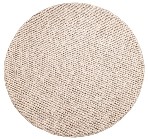 Riess Ambiente Design Teppich Wool 150cm beige rund - Wolle | Handarbeit, Fußbodenheizung geeignet, hochwertige Verarbeitung, weiche Oberfläche, vielseitig kombinierbar, für Wohnräume