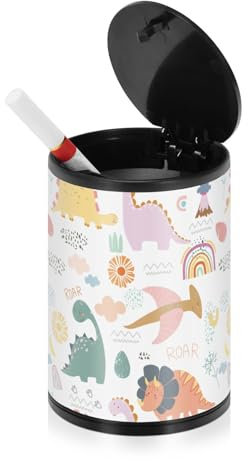 Lustige Dinosaurier-Regenbögen-Aschenbecher für Zigaretten im Freien mit Deckel, geruchsdicht, Edelstahl, tragbar, rauchfrei, Autozubehör, rauchfrei