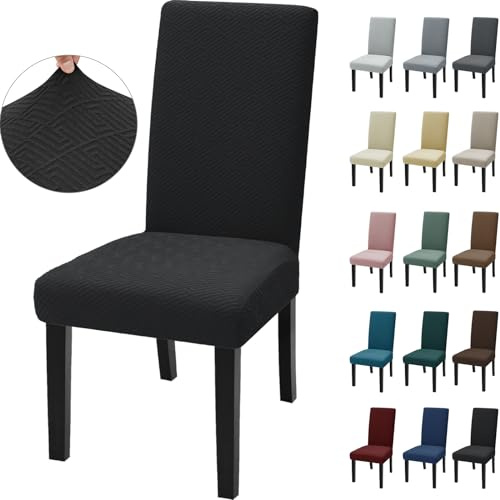 Ystyle Universale Stretch Stuhlhussen 2er Set, Schwarz | Elastische Stuhlbezüge, Moderner Hussen für Stühle, Waschbar Chair Covers, Komfort-Stuhl Überzug für Esszimmer Restaurant