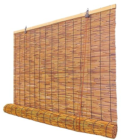 SPeesy Bambus Rollo Raffrollo Schilfvorhang Bambusrollo Breit 40CM 50CM 80CM 100CM 120CM 150CM Outdoor Wetterfest Sonnenschutz Sichtschutz Seitenzugrollo Bambus Jalousie Für Terrasse/Balkon/Küche