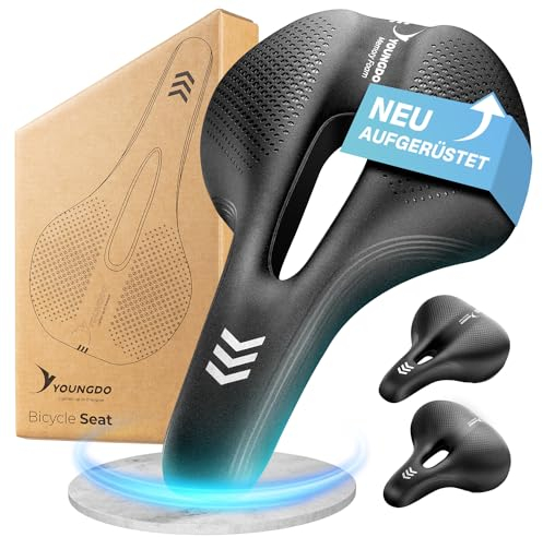 YOUNGDO Fahrradsattel, Bequemer & Ergonomischer Fahrrad Sattel, Neues Modell, Verbesserte Wasserdichtigkeit, Memory-Foam, Atmungsaktiv, Stoßdämpfend, für Herren & Damen(MTB)