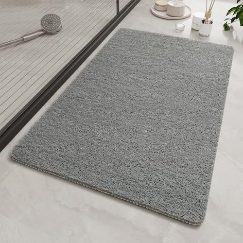 SIXHOME Alfombra Ducha Antideslizante Alfombra de bañera Antideslizante con Drenaje Suave PVC Lufa Alfombra baño Secado Rápido(Gris,40 * 60cm)