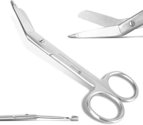 Safety First Aid Group Edelstahl Lister-Schere 14 cm - Abgewinkelte medizinische Schere für Erste Hilfe, Verbands- und Kleidungsentfernung