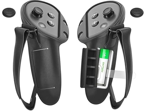Alriedy Lot de 2 housses de poignée de manette pour Meta/Oculus Quest 3s/Quest 3, Quest 3, avec couvercle d'ouverture de batterie, accessoire en silicone, compatible avec les accessoires Meta Quest 3S