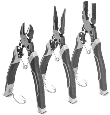 STAHLWERK Set di 3 pinze con pinza combinata, taglierina laterale e pinza tonda piatta in cromo vanadio di alta qualità