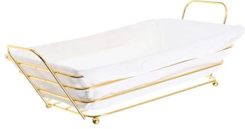 TIDTALEO Metal Wire Rectangle Food Basket Organizer with Removable Liner, Gold Wire Fruit and Vegetable Storage Bin for Kitchen Pantry Shelf and Bathroom Storage