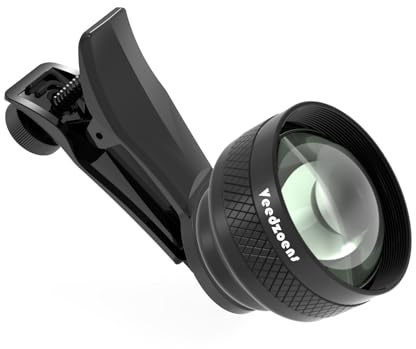 Veedzoens 60 mm teleobjektiv för iPhone Android smartphone, kompatibel med SmallRig NEEWER telefonbur, med 17 mm gänga universell telefonlinsklämma och svart bärbar väska