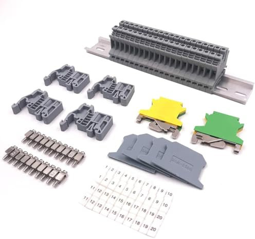 Nicear Morsettiera per guida DIN UK2.5N da 22 pezzi, clip per guida DIN per progetti di automazione, progetti fai da te, installazione di interruttori automatici
