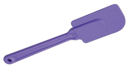 Grande spatule en plastique, résistante et facile à nettoyer, idéale pour cuisiner et servir des aliments en contact direct.