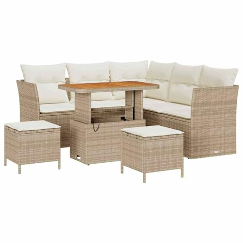 vidaXL Gartensofa-Set 8 pcs Beige Poly-Rattan, Garten und Terrasse, minimalistisches Lounge-Set, Robustes Rattan-Sofa, gemütliche Gartenmöbel, Entspannen pur