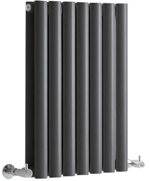 MILANO Anthracite Horizontal Double Oval Panel Radiator 600 x 413mm