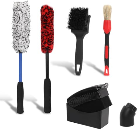 Gachiwar Kit de cepillo de limpieza de ruedas de coche, limpiador de detalles de neumáticos, cepillo de rueda de aleación de caravana, cepillos de limpieza de ruedas de furgoneta, accesorios de lavado