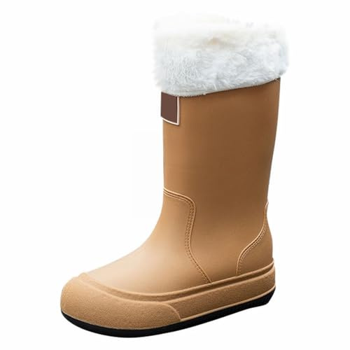 Generisch Botas de goma para mujer, forradas, botas de lluvia, impermeables, botines de trabajo, botas de Wellington, botas de lluvia, botas de agua, botas de jardín, botas de lluvia, caqui, 37 EU
