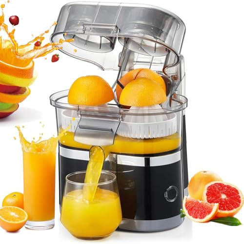 Spremiagrumi Elettrico da 100 W, Spremiagrumi Doppio da 500 Ml con Motore Ad Alta velocità da 18000 Giri/min, Lavabile in Lavastoviglie, con Funzione Antigoccia per Frutta Intera Fresca E Sana