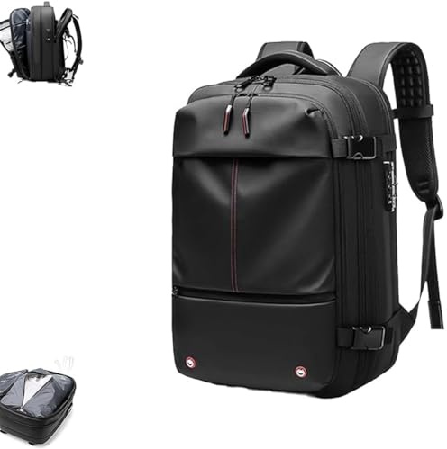 FAFAKO Sac À Dos De Léger Et Compact, 60 L, avec Pompe, Extensible, avec Compartiment De Rangement sous Vide(Black,Manual Press)