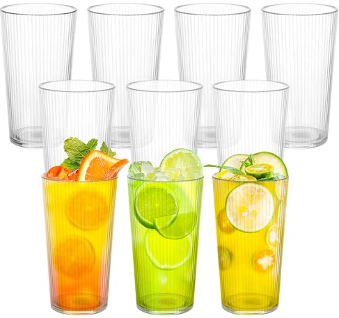 saerryor 10Pcs Reusable Plastic Tumblers, 400ml Plastic Cups | Clear Drinking Tumblers, Unbreakable & Stackable, Ideal for for Kids and Adults, Home Picnic and Party