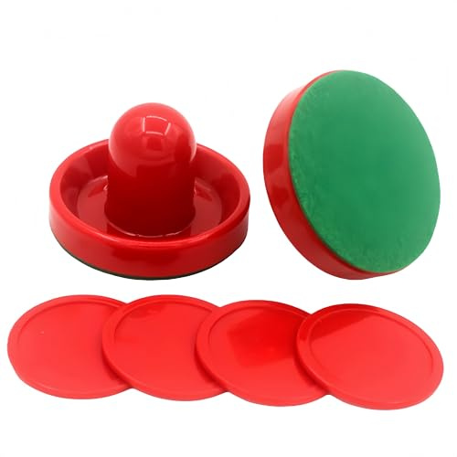 uvbws 1 Set of Air Hockey Strikers Pushers Air Hockey Table Replacement Accessories -2 red ice Hockey Pushers, 4 red ice Hockey (60mm)