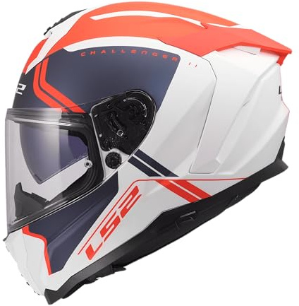 LS2, Integraler Motorradhelm CHALLENGER II TITAN White Blue Red, L