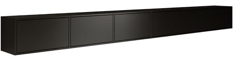 Selsey TV Lowboard Hängend Schwarz 300 cm Minimalistisches Design mit Push-to-Open 16 mm Laminierte Spanplatten 6 Klappen Platzsparend Ideal für Wohnzimmer Matte Oberfläche Made in Europa