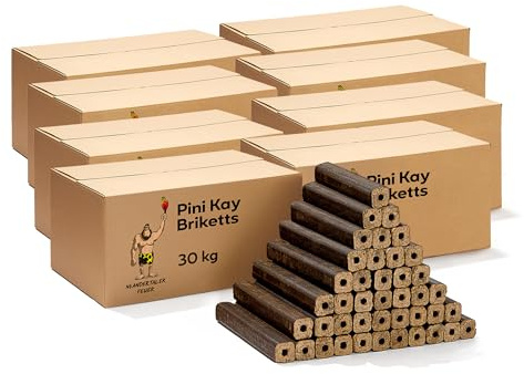Neandertaler Feuer Holzbriketts PiniKay Hartholzbriketts – Kaminbriketts 8 x 30 kg Briketts Kamin Ofen Grill Briquettes Hartholz Eiche Buche Brikett Holzbrikett Gluthalter (240 kg)