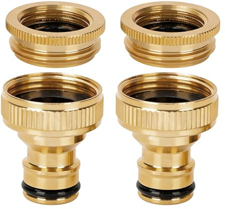 2 connettori per tubo in ottone – 1 pollice e 3/4 pollici 2 in 1 connettore per tubo da giardino, attacco rapido in ottone generico per rubinetto da giardino, cucina, camper, lavatrice, lavaggio auto