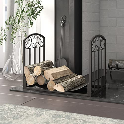 Supporto impilabile in legno con dispositivo di trasporto, 60 × 35 × 46 cm, in ghisa, per braciere da esterno, stoccaggio a legna/caminetti interni ed esterni, 01006