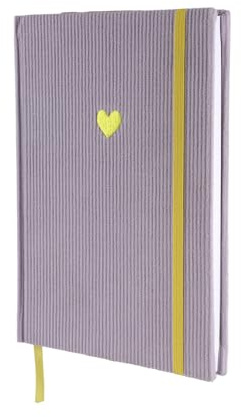 Loveria Notizbuch A5 Dotted | Hardcover aus Cord | Mit Herz-Stickerei & Verschlussband, 192 Seiten, 80 g/m² | Stilvolles Bullet Journal | Punktraster Planer | Flieder