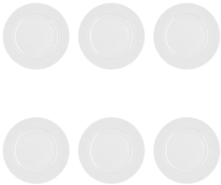 Bidasoa Set de 6 platos llanos Glacial Ala Ancha de porcelana 25 cm | Blanco, Porcelana, formato redondo, acabado brillo, 25 cm, 6 piezas, apilable, apto para microondas, apto para frigorífico